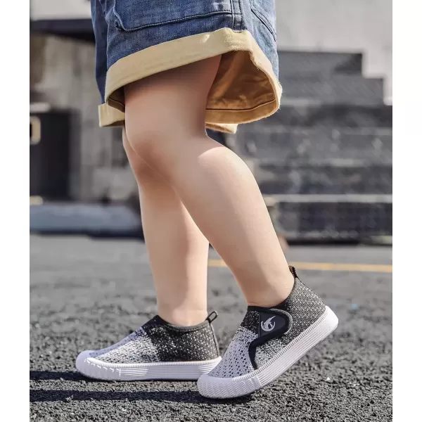imageDADAWEN Boys Girls Toddler Sneakers Kids Lightweight Walking Shoes Mesh Breathable Tennis Shoes for ToddlerLittle KidsGreyBlack166