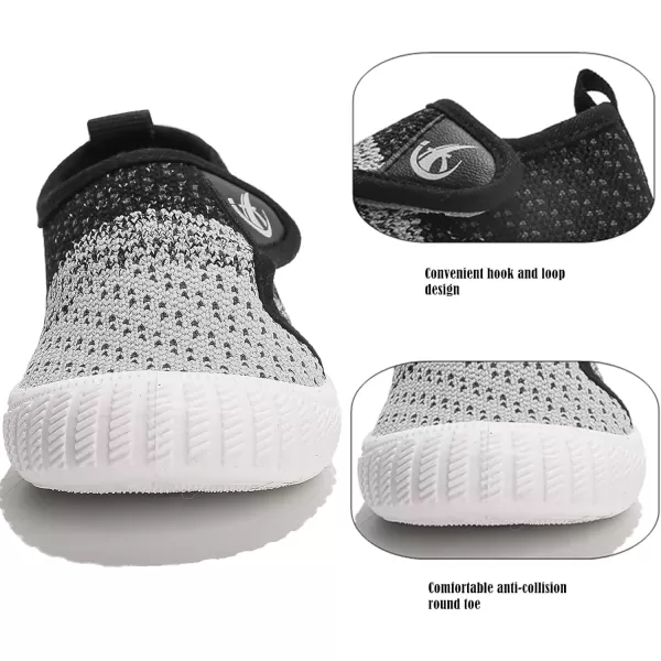 imageDADAWEN Boys Girls Toddler Sneakers Kids Lightweight Walking Shoes Mesh Breathable Tennis Shoes for ToddlerLittle KidsGreyBlack166