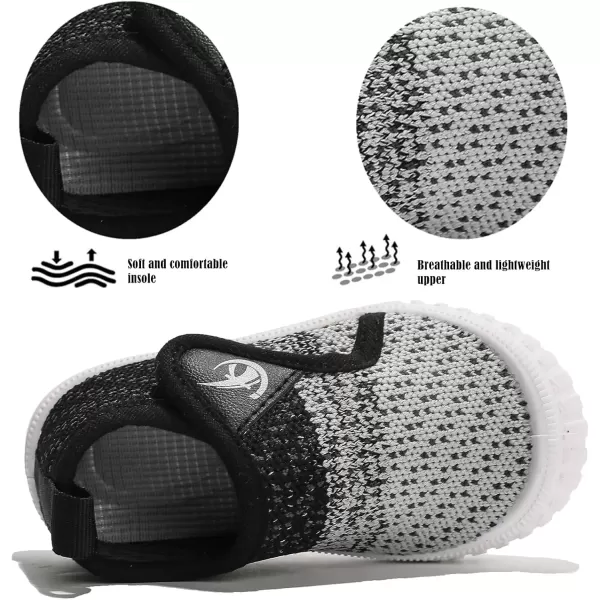 imageDADAWEN Boys Girls Toddler Sneakers Kids Lightweight Walking Shoes Mesh Breathable Tennis Shoes for ToddlerLittle KidsGreyBlack166