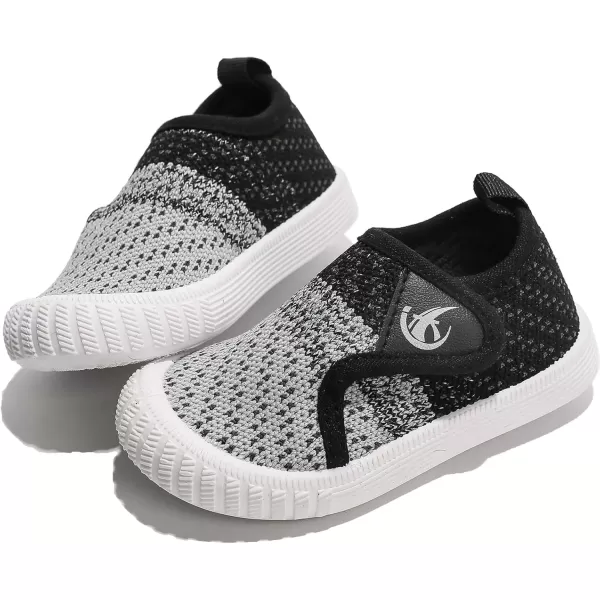 imageDADAWEN Boys Girls Toddler Sneakers Kids Lightweight Walking Shoes Mesh Breathable Tennis Shoes for ToddlerLittle KidsGreyBlack166