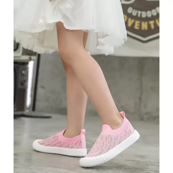 imageDADAWEN Boys Girls Toddler Sneakers Kids Lightweight Walking Shoes Mesh Breathable Tennis Shoes for ToddlerLittle KidsHot Pink