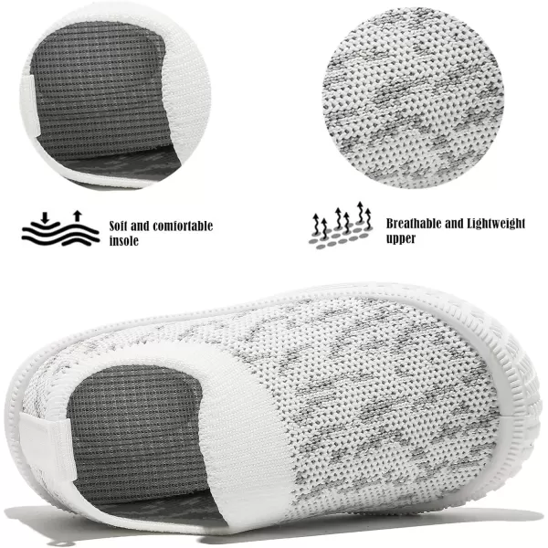 imageDADAWEN Boys Girls Toddler Sneakers Kids Lightweight Walking Shoes Mesh Breathable Tennis Shoes for ToddlerLittle KidsWhite