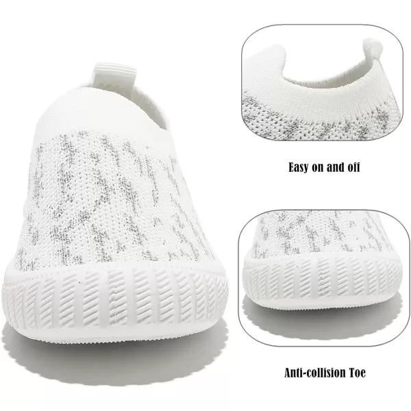 imageDADAWEN Boys Girls Toddler Sneakers Kids Lightweight Walking Shoes Mesh Breathable Tennis Shoes for ToddlerLittle KidsWhite