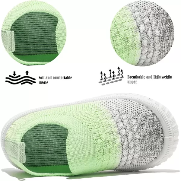 imageDADAWEN Boys Girls Toddler Sneakers Kids Lightweight Walking Shoes Mesh Breathable Tennis Shoes for ToddlerLittle KidsWhiteGreen