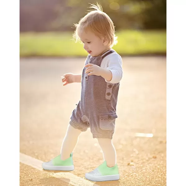 imageDADAWEN Boys Girls Toddler Sneakers Kids Lightweight Walking Shoes Mesh Breathable Tennis Shoes for ToddlerLittle KidsWhiteGreen