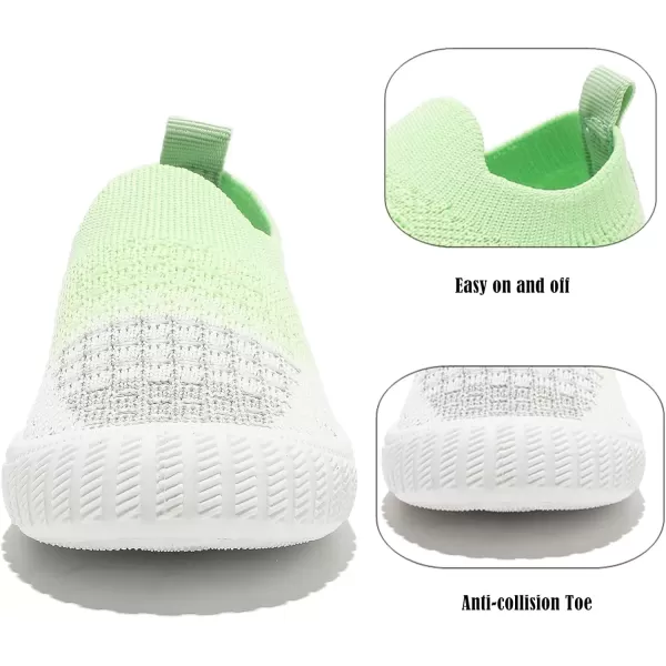 imageDADAWEN Boys Girls Toddler Sneakers Kids Lightweight Walking Shoes Mesh Breathable Tennis Shoes for ToddlerLittle KidsWhiteGreen