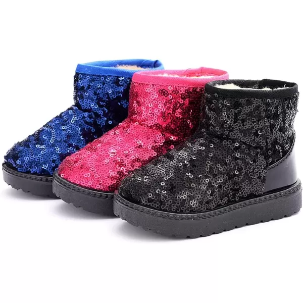 imageDADAWEN Boys Girls Warm Winter Sequin Waterpoof Outdoor Snow BootsBlack