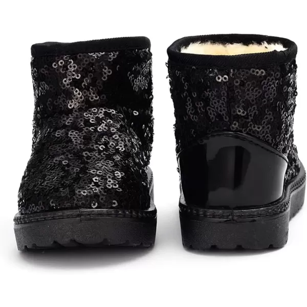 imageDADAWEN Boys Girls Warm Winter Sequin Waterpoof Outdoor Snow BootsBlack