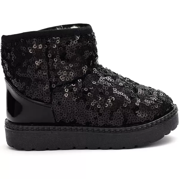 imageDADAWEN Boys Girls Warm Winter Sequin Waterpoof Outdoor Snow BootsBlack