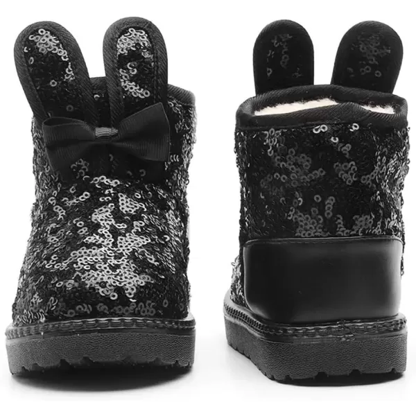 imageDADAWEN Boys Girls Warm Winter Sequin Waterpoof Outdoor Snow BootsBlackrabbit
