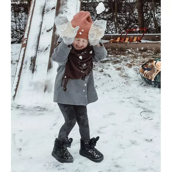 imageDADAWEN Boys Girls Warm Winter Sequin Waterpoof Outdoor Snow BootsBlackrabbit