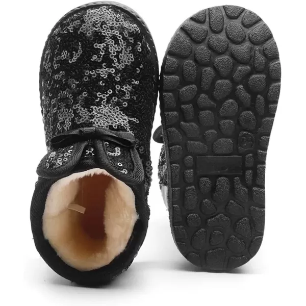 imageDADAWEN Boys Girls Warm Winter Sequin Waterpoof Outdoor Snow BootsBlackrabbit