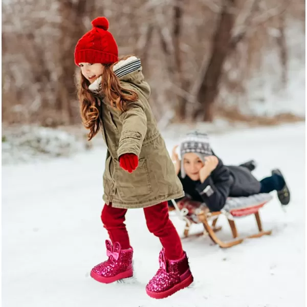 imageDADAWEN Boys Girls Warm Winter Sequin Waterpoof Outdoor Snow BootsHot Pinkrabbit