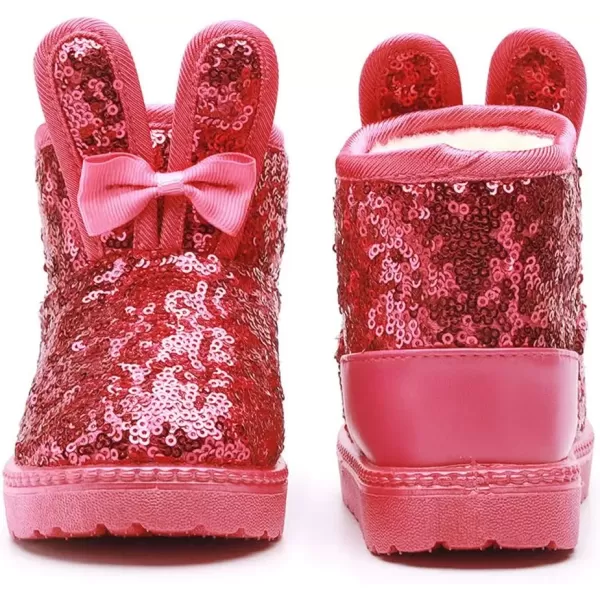 imageDADAWEN Boys Girls Warm Winter Sequin Waterpoof Outdoor Snow BootsHot Pinkrabbit
