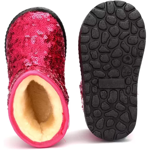 imageDADAWEN Boys Girls Warm Winter Sequin Waterpoof Outdoor Snow BootsPink