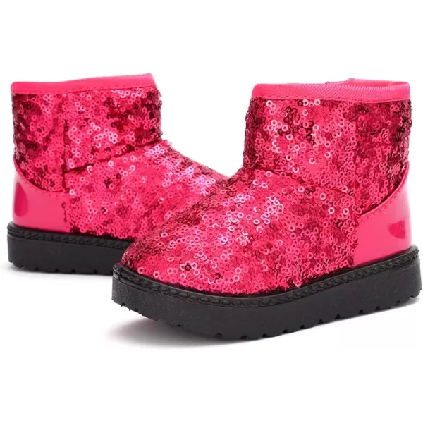 imageDADAWEN Boys Girls Warm Winter Sequin Waterpoof Outdoor Snow BootsPink