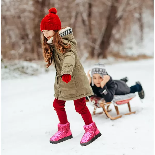 imageDADAWEN Boys Girls Warm Winter Sequin Waterpoof Outdoor Snow BootsPink