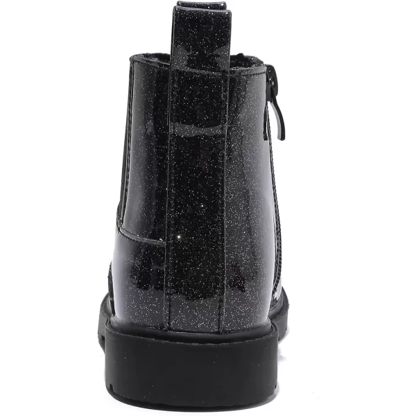 imageDADAWEN Boys Girls Waterproof Outdoor Side Zipper Comfort Chelsea Ankle Boots Combat Ankle Booties ToddlersLittle KidsBig KidsBlack Glitter