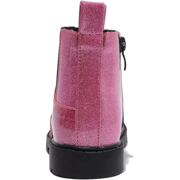 imageDADAWEN Boys Girls Waterproof Outdoor Side Zipper Comfort Chelsea Ankle Boots Combat Ankle Booties ToddlersLittle KidsBig KidsPink Glitter