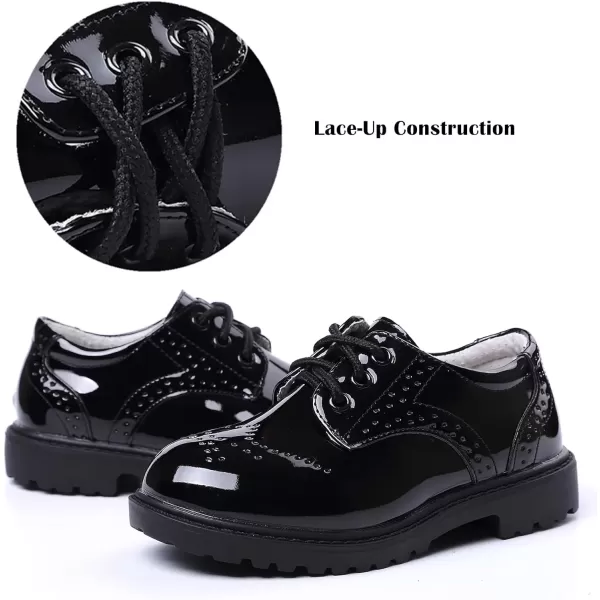 imageDADAWEN Childrens Boys Girls LaceUp School Uniform Shoes Comfort Oxford Dress Shoes ToddlerLittle KidBig KidBlack