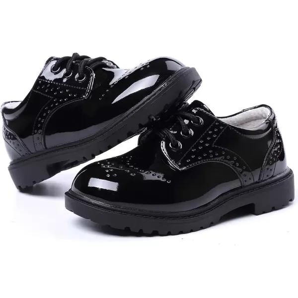 imageDADAWEN Childrens Boys Girls LaceUp School Uniform Shoes Comfort Oxford Dress Shoes ToddlerLittle KidBig KidBlack