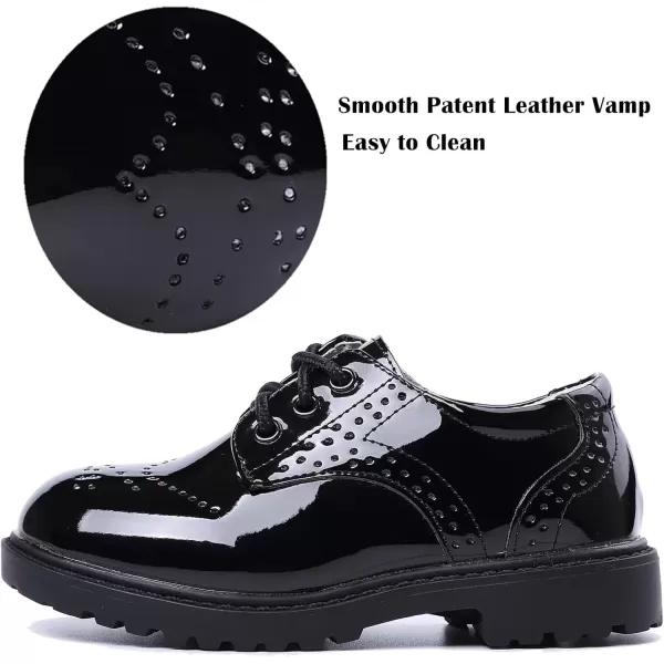 imageDADAWEN Childrens Boys Girls LaceUp School Uniform Shoes Comfort Oxford Dress Shoes ToddlerLittle KidBig KidBlack