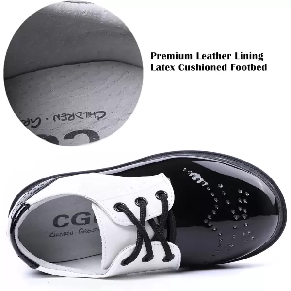 imageDADAWEN Childrens Boys Girls LaceUp School Uniform Shoes Comfort Oxford Dress Shoes ToddlerLittle KidBig KidBlack and White