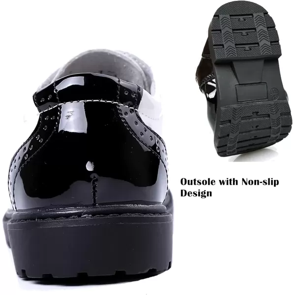 imageDADAWEN Childrens Boys Girls LaceUp School Uniform Shoes Comfort Oxford Dress Shoes ToddlerLittle KidBig KidBlack and White