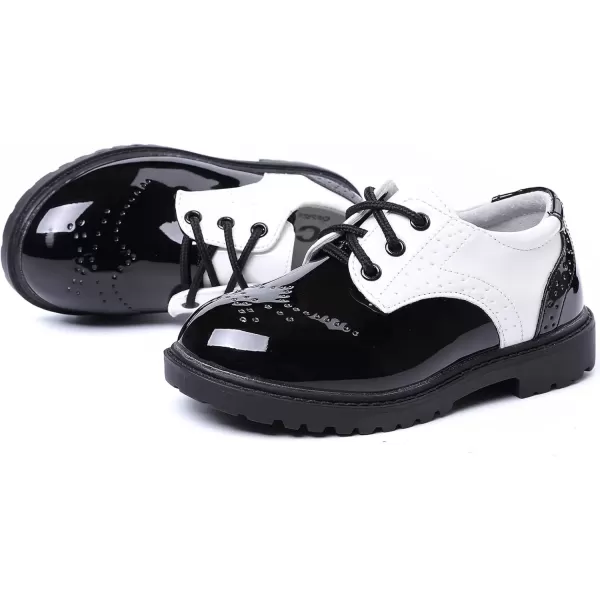imageDADAWEN Childrens Boys Girls LaceUp School Uniform Shoes Comfort Oxford Dress Shoes ToddlerLittle KidBig KidBlack and White