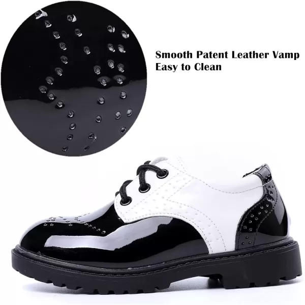 imageDADAWEN Childrens Boys Girls LaceUp School Uniform Shoes Comfort Oxford Dress Shoes ToddlerLittle KidBig KidBlack and White