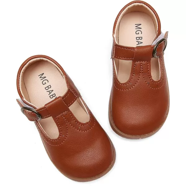 imageDADAWEN Girls Classic Mary Jane School Uniform Shoes Flat Dress Shoes01 Brown