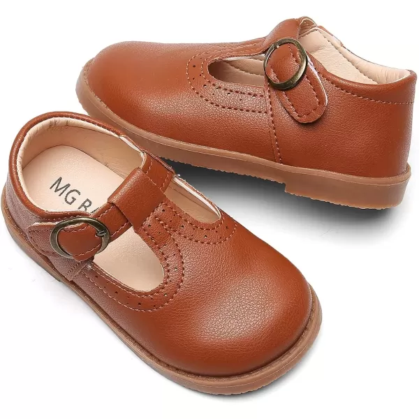 imageDADAWEN Girls Classic Mary Jane School Uniform Shoes Flat Dress Shoes01 Brown
