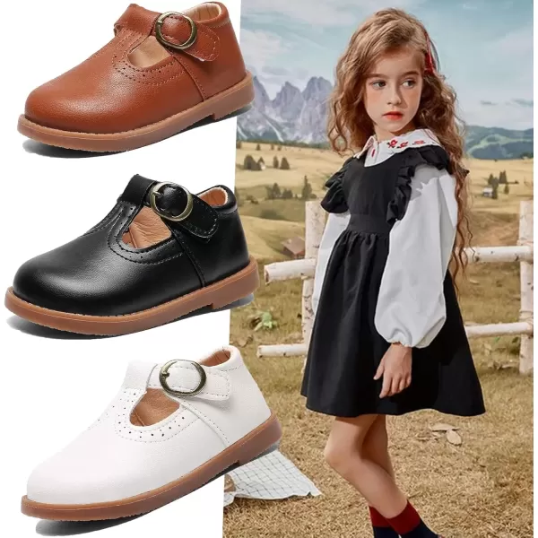 imageDADAWEN Girls Classic Mary Jane School Uniform Shoes Flat Dress Shoes01 White