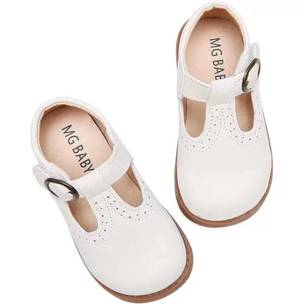 imageDADAWEN Girls Classic Mary Jane School Uniform Shoes Flat Dress Shoes01 White