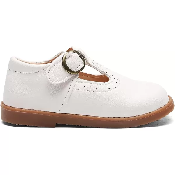 imageDADAWEN Girls Classic Mary Jane School Uniform Shoes Flat Dress Shoes01 White