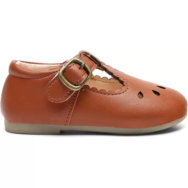 imageDADAWEN Girls Classic Mary Jane School Uniform Shoes Flat Dress Shoes02 Brown