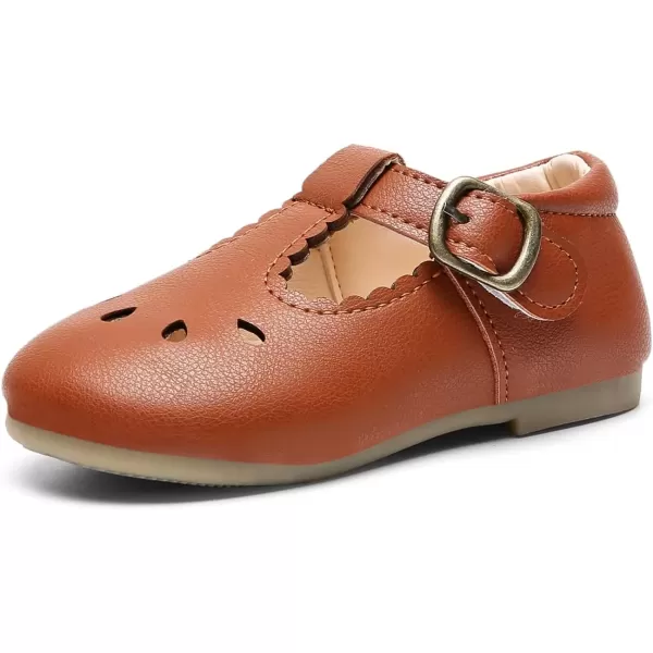 imageDADAWEN Girls Classic Mary Jane School Uniform Shoes Flat Dress Shoes02 Brown