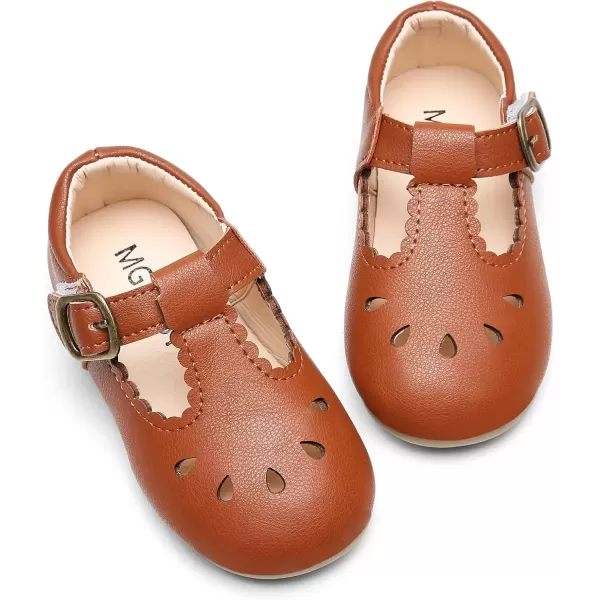 imageDADAWEN Girls Classic Mary Jane School Uniform Shoes Flat Dress Shoes02 Brown