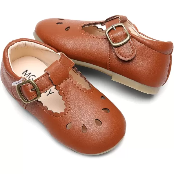 imageDADAWEN Girls Classic Mary Jane School Uniform Shoes Flat Dress Shoes02 Brown