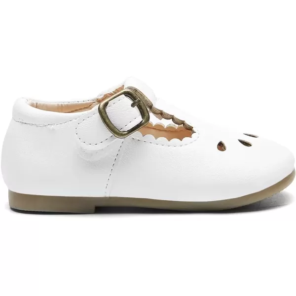 imageDADAWEN Girls Classic Mary Jane School Uniform Shoes Flat Dress Shoes02 White