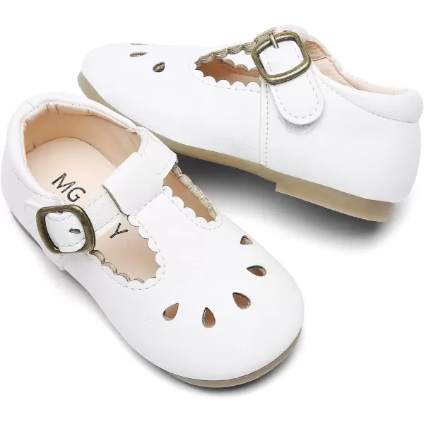 imageDADAWEN Girls Classic Mary Jane School Uniform Shoes Flat Dress Shoes02 White