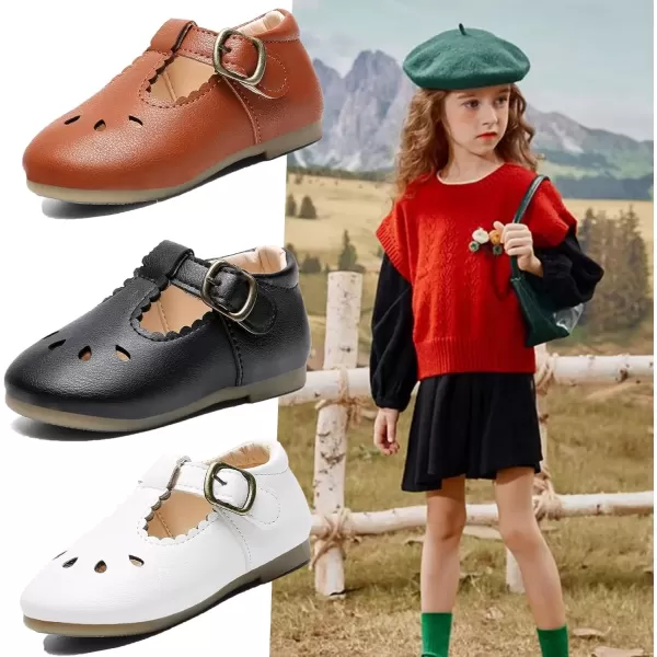 imageDADAWEN Girls Classic Mary Jane School Uniform Shoes Flat Dress Shoes02 White