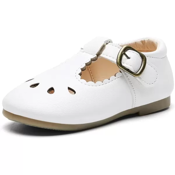 imageDADAWEN Girls Classic Mary Jane School Uniform Shoes Flat Dress Shoes02 White