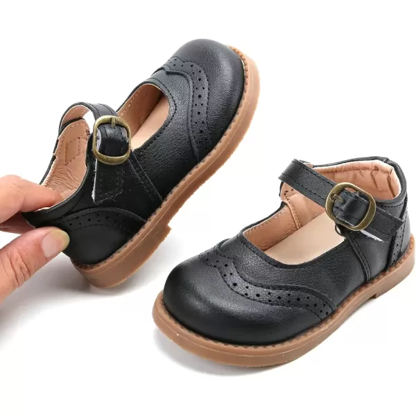 imageDADAWEN Girls Classic Mary Jane School Uniform Shoes Flat Dress Shoes03 Black
