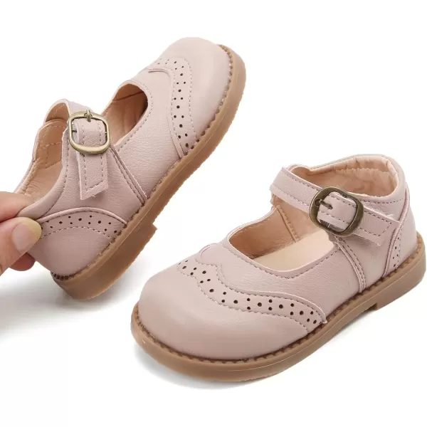 imageDADAWEN Girls Classic Mary Jane School Uniform Shoes Flat Dress Shoes03 Pink