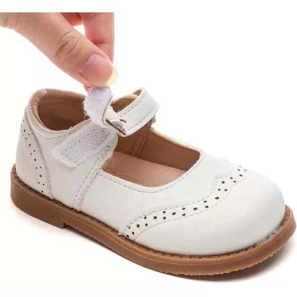 imageDADAWEN Girls Classic Mary Jane School Uniform Shoes Flat Dress Shoes03 White