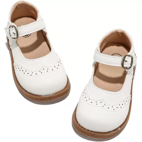 imageDADAWEN Girls Classic Mary Jane School Uniform Shoes Flat Dress ShoesWhite
