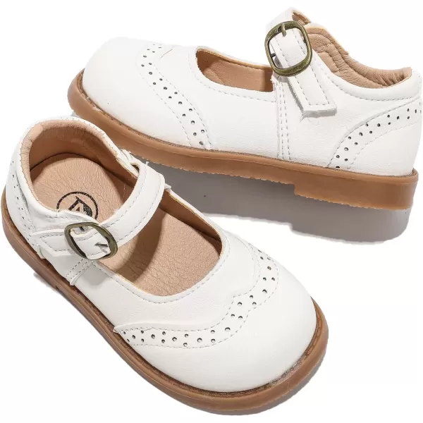imageDADAWEN Girls Classic Mary Jane School Uniform Shoes Flat Dress ShoesWhite