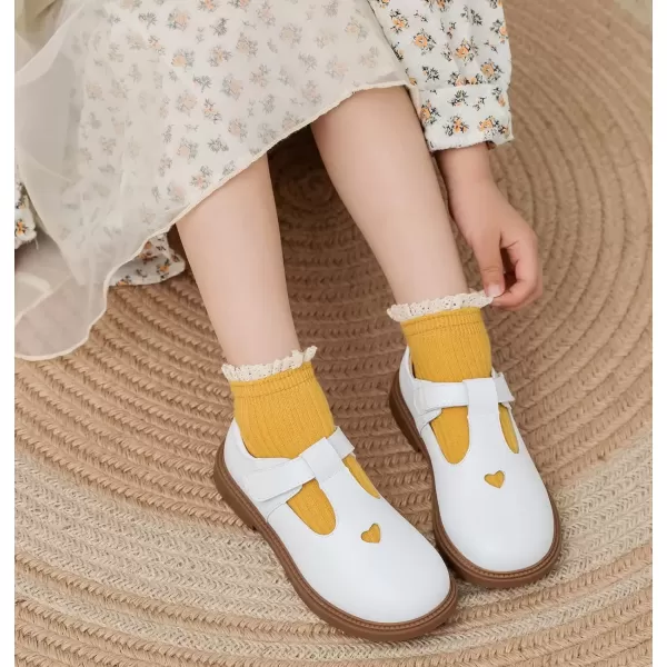 imageDADAWEN Girls Dress Shoes Mary Jane Flats Back to School Party Wedding ShoesToddlerLittle KidBig KidWhite