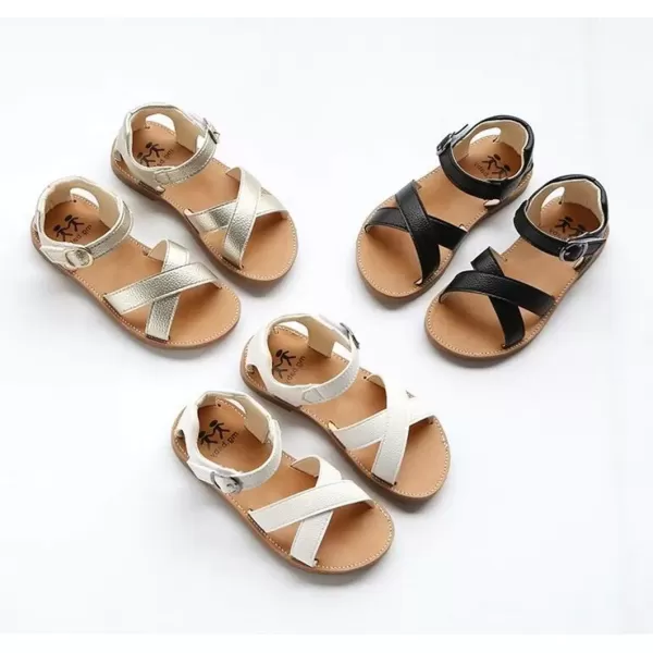 imageDADAWEN Girls Summer Water Sandals Strappy Comfort Soft Flat Sandal ToddlerLittle KidBlack